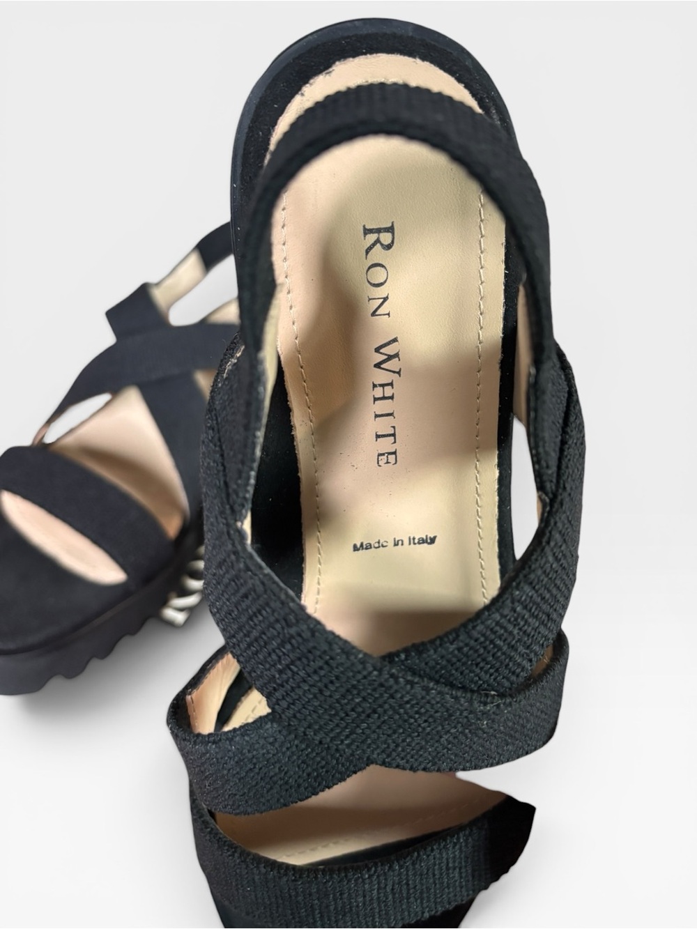 Ron White Black Crisscross Catrina Platform Sandals